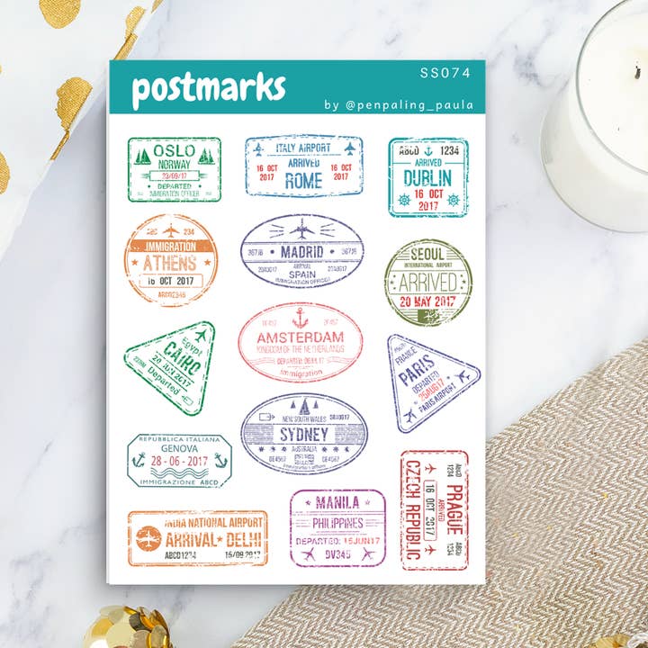 Postmarks - Sticker Sheet for wholesale by Penpaling Paula