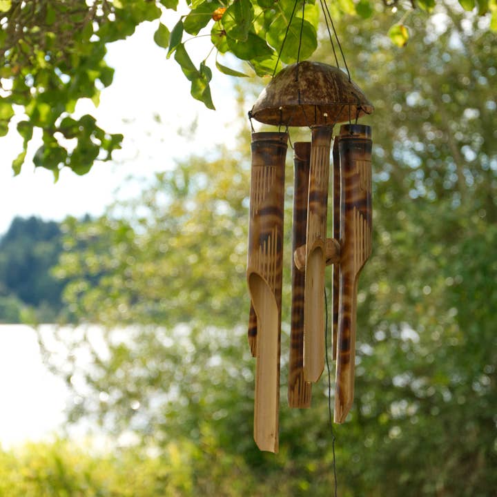 Cohasset Gifts - Wholesale Wind Chime - Lg Burnt Simple Bamboo Wind Chime1