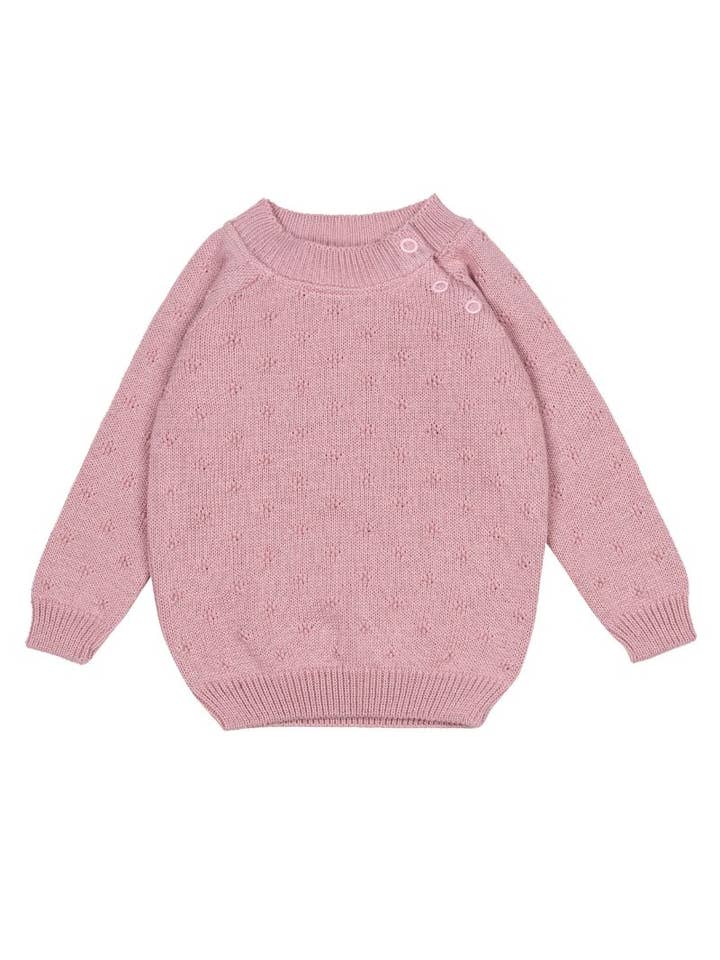 Ander - Wholesale Knit Sweater - Baby - Baby pullover MADISON PINK 100% cotton ECOTEC MADE IN POLAND