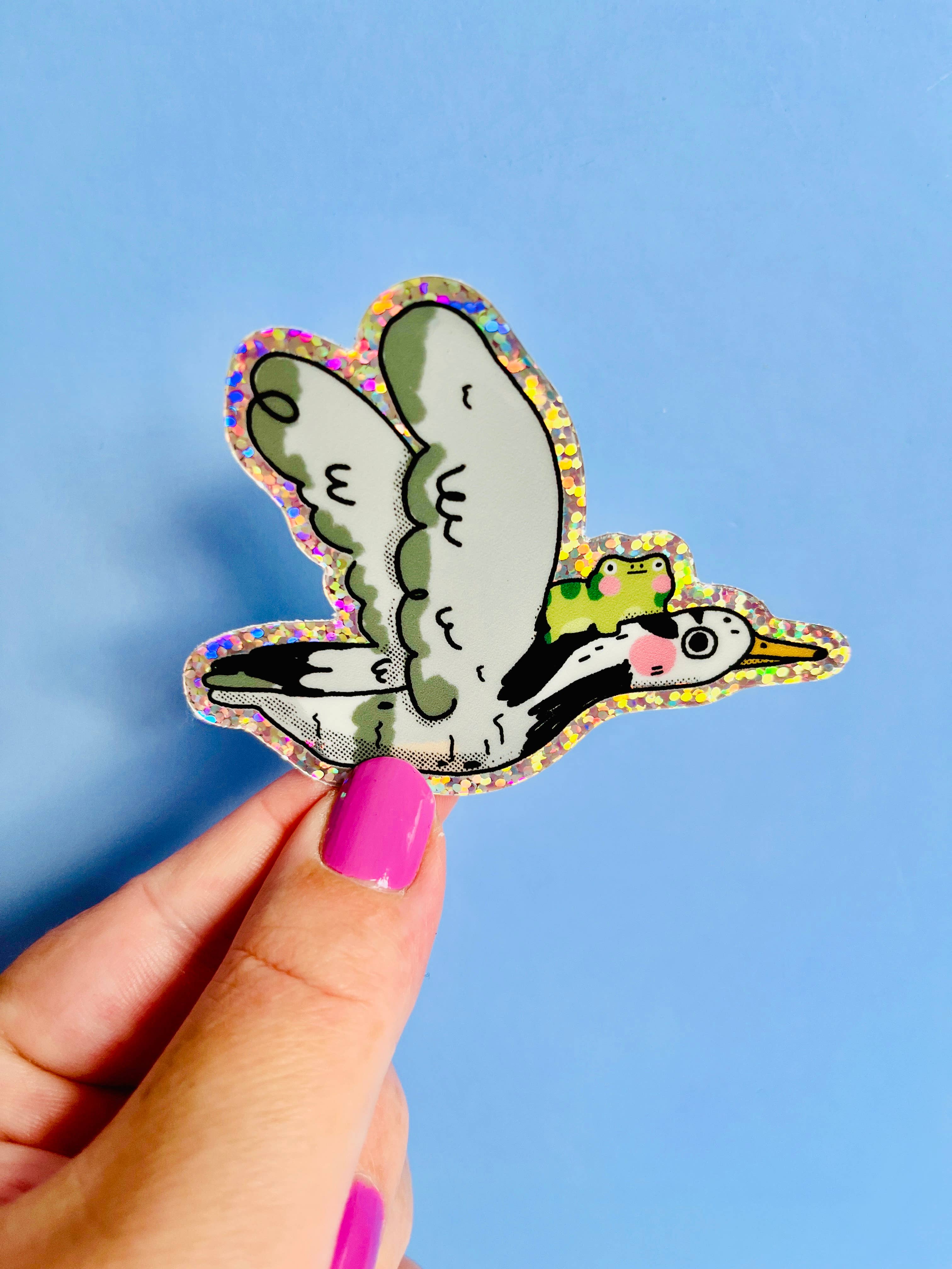 Bloemkolie - Wholesale Sticker - Flying Goose Frog Vinyl glitter sticker, waterproof  cute3