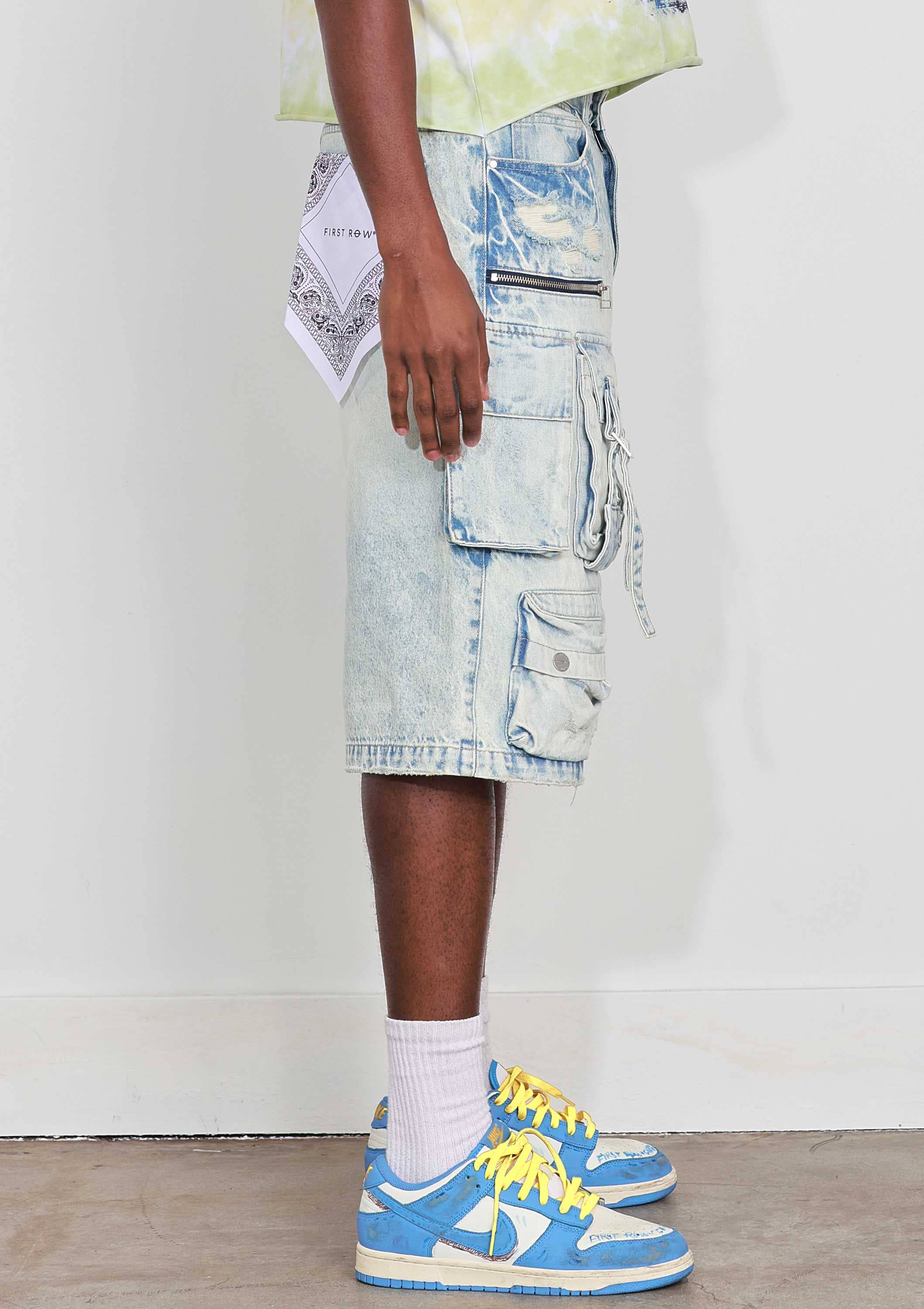 BLU ACIDO JORTS IN DENIM MULTI CARGO LAVATI in vendita all'ingrosso su Faire4