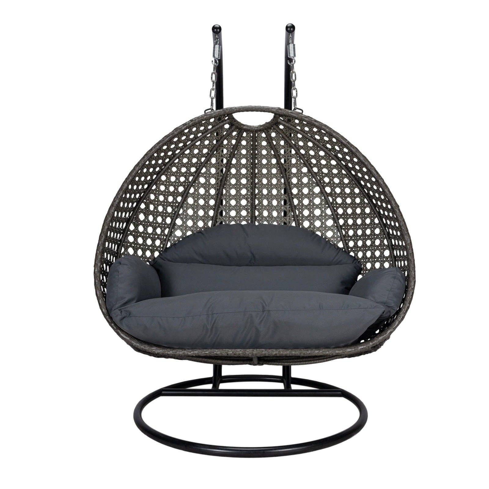 LeisureMod - Wholesale Egg Chair - Modern Charcoal Wicker Hanging Double Seater Egg Swing Chair56