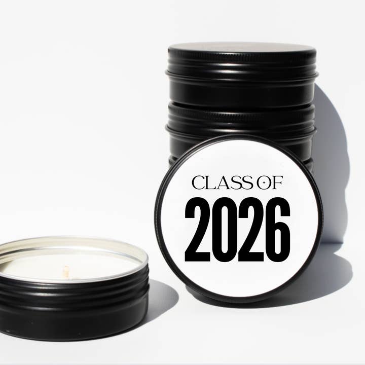 Class of 2026 Tin Soy Candle – 2 oz for wholesale by Val Viola Candles