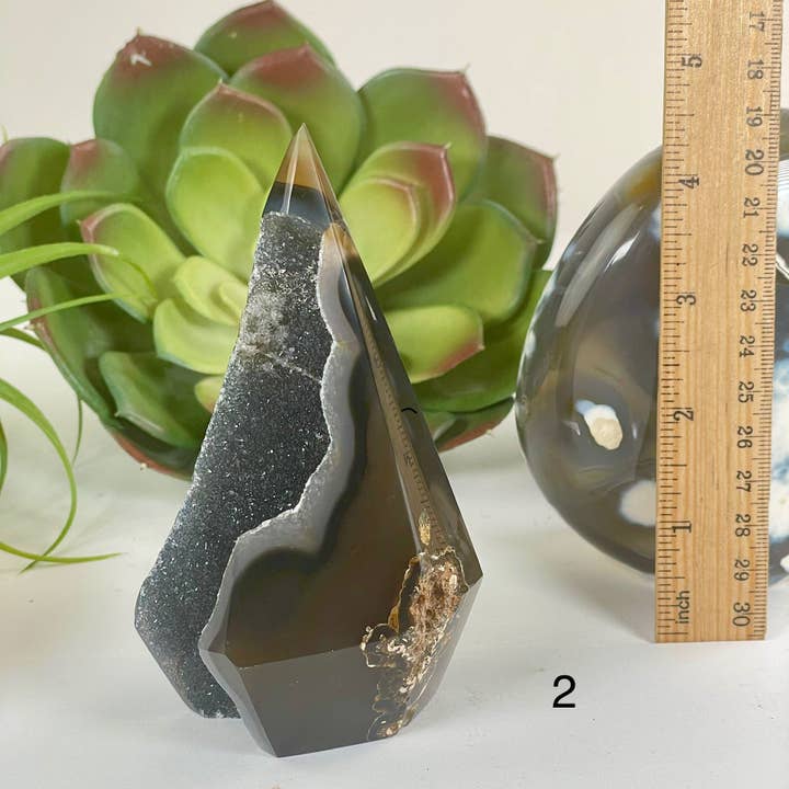 Rock Paradise - Wholesale Spiritual stone/crystal - Agate Druzy Geode Long Wide Crystal Point Cut Base - As Is - You Choose1