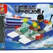 Urban Police Dual Patrol Boat Building Brick Kit (45 Pcs) for wholesale by Texas Toy Distribution