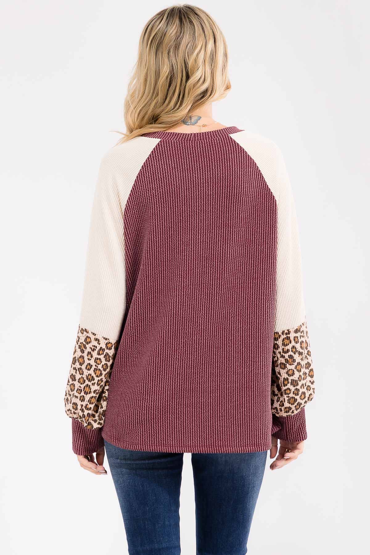 7th Ray – wholesale Knit top – Women's – Color Block Raglan Long Sleeve Pullover Top T61075