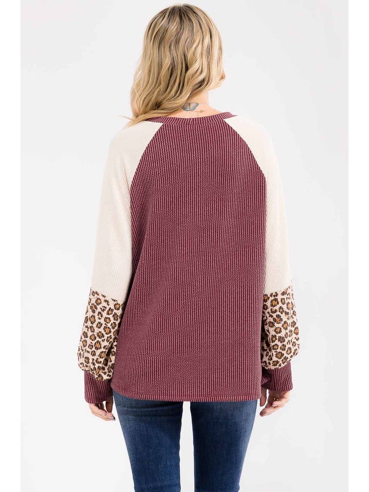 7th Ray – wholesale Knit top – Women's – Color Block Raglan Long Sleeve Pullover Top T61075