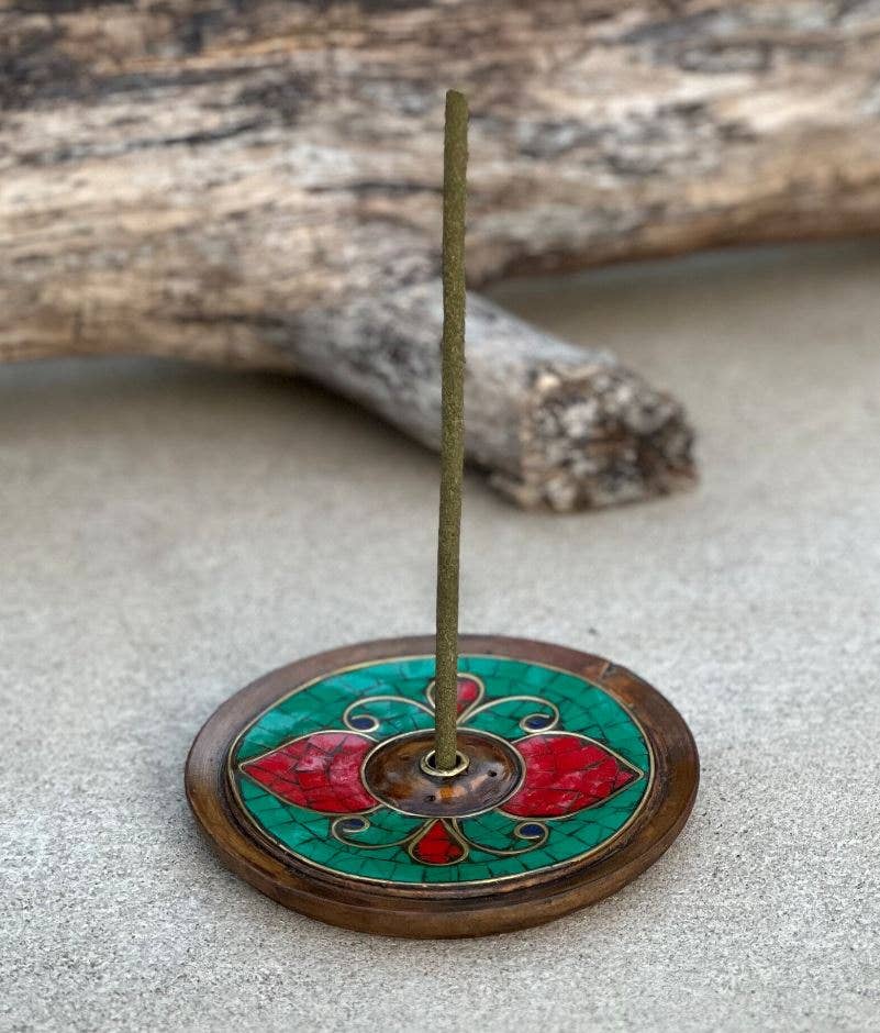 Lungta Imports - Wholesale Wierookhouder - Handgemaakte Tibetaanse wierookbrander, met de hand ingelegde steen Nepal4