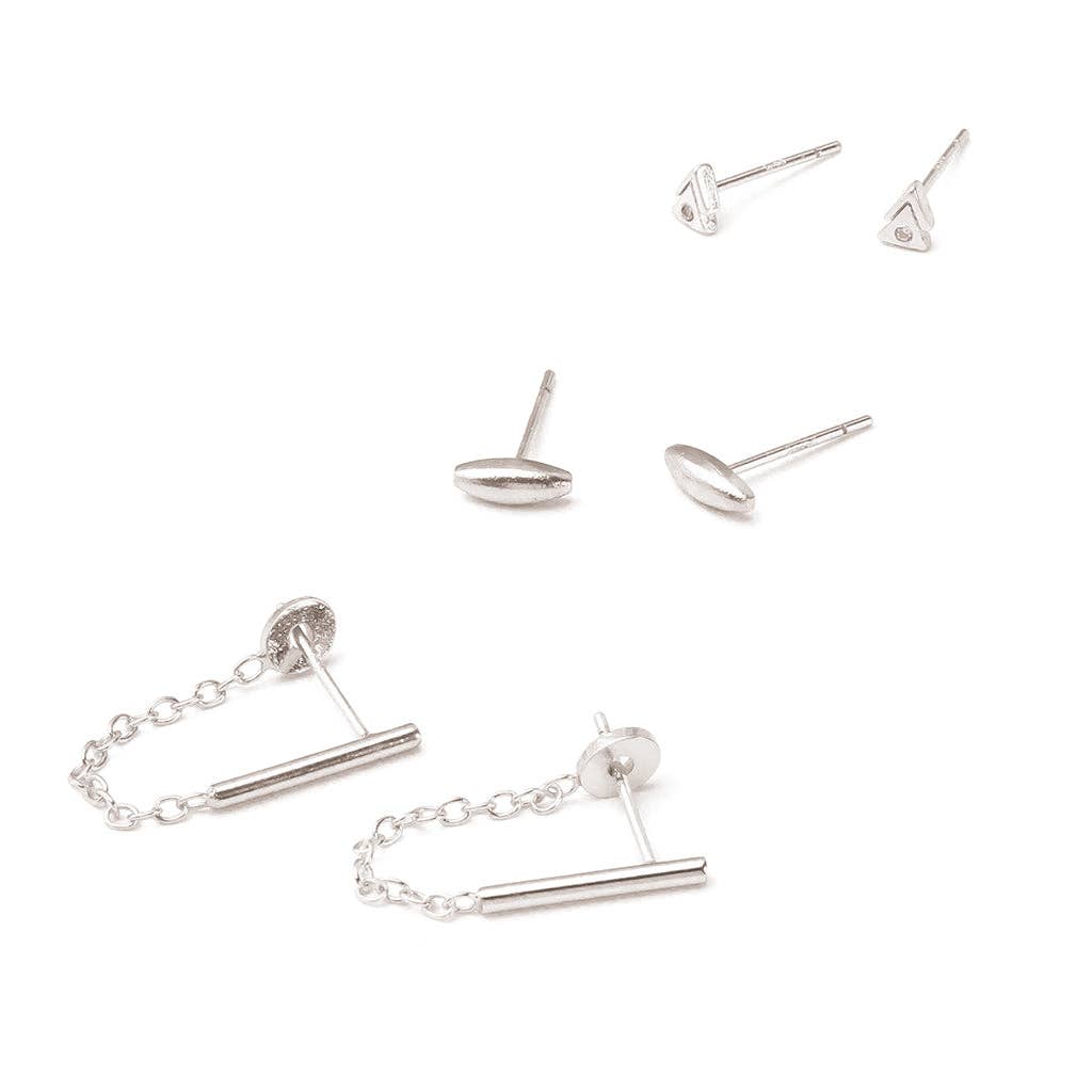 Scout Curated Wears - Wholesale Jewelry Set - Refined Stud Trio - Mars/Silver1
