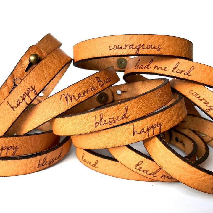 New Market Farmhouse - Wholesale Bangle Bracelet - Custom Thin Leather Bracelet