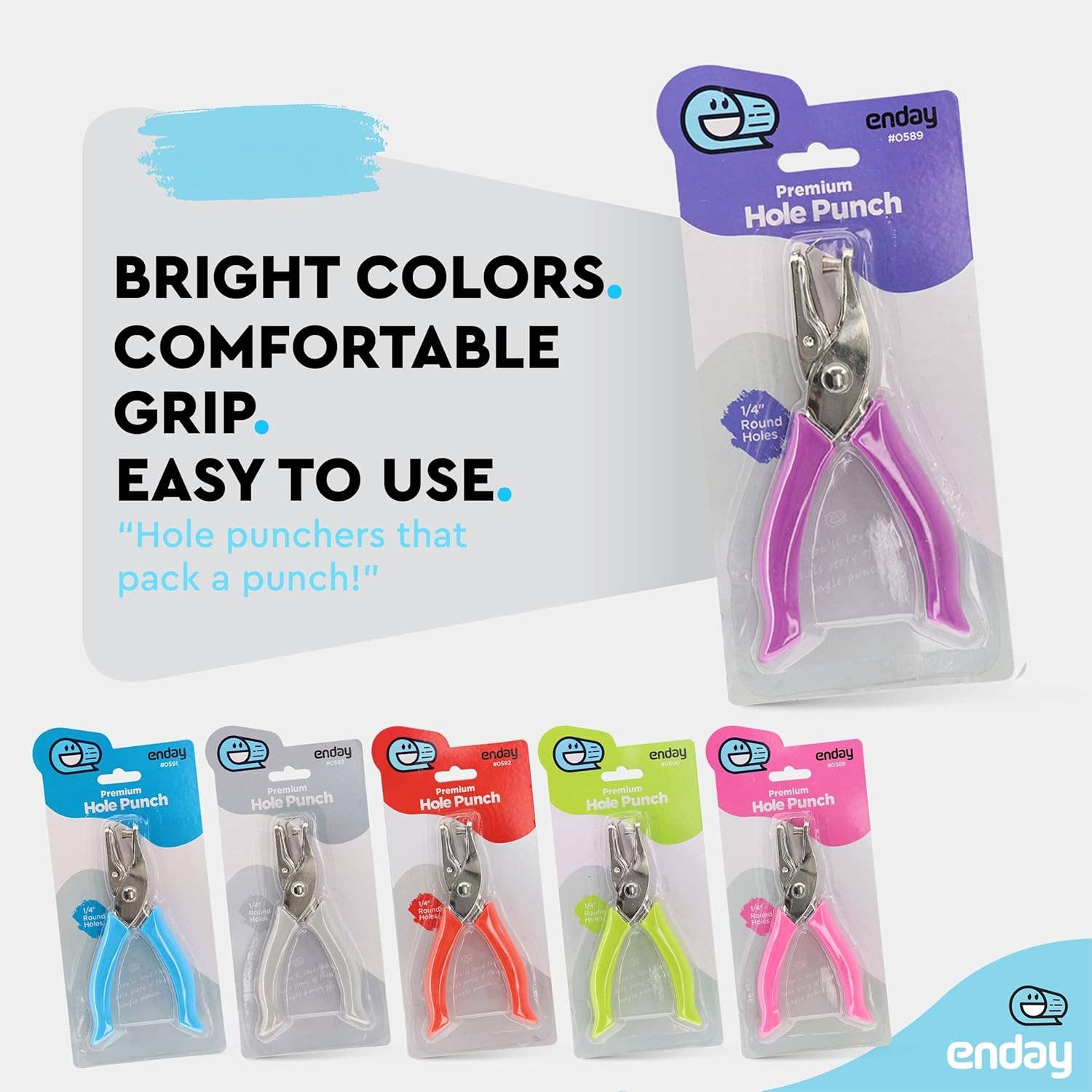 enday – wholesale Hantverksverktyg – Enkel hålslagare metall lila, 1/4” hål med mjukt grepp7