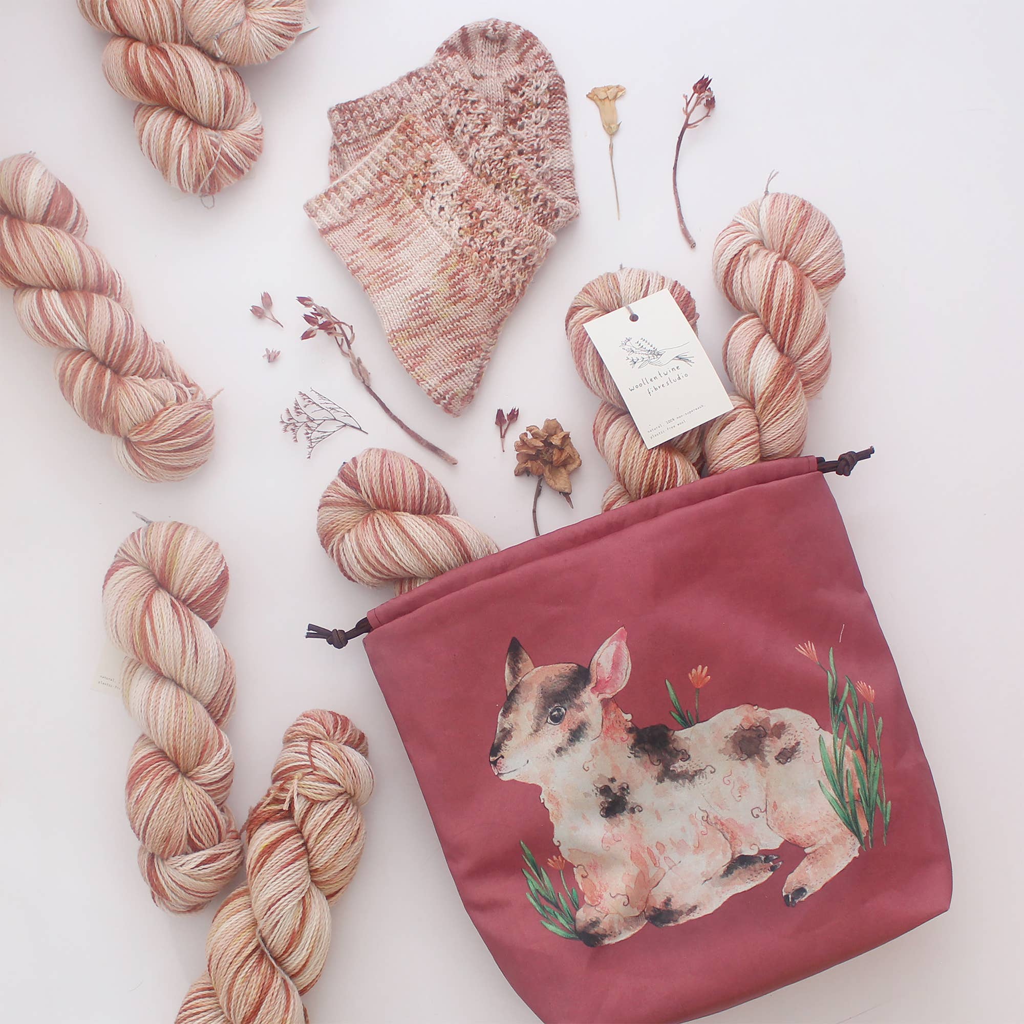 The Blue Rabbit House - Wholesale Drawstring Bag - Women's - Alma the Lamb | Project Bag | Drawstring Bag1