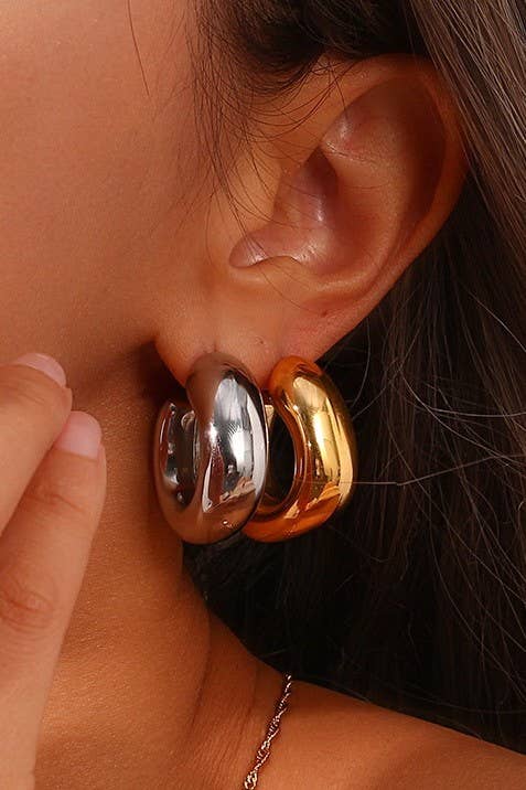 JOSSLYN by wall to wall - Vente Créoles - Boucles d'oreilles en acier inoxydable 18K étanches et sans ternissure | 40E4054