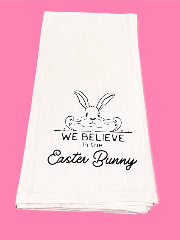 Acreditamos no Coelhinho da Páscoa - Toalha Floursack por atacado de Bearded Bird Apparel