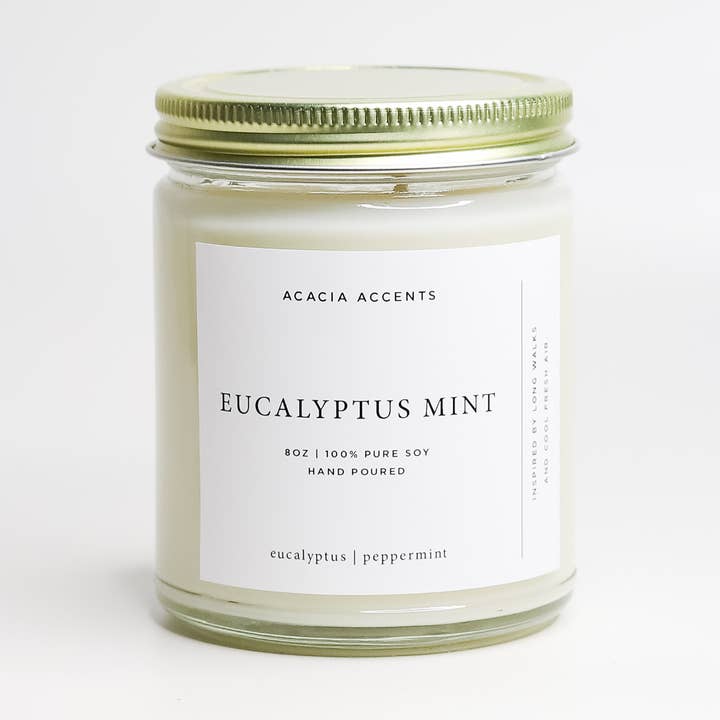 Eucalyptus Mint | Minimal Candle | 8oz Soy Candle for wholesale by Acacia Accents