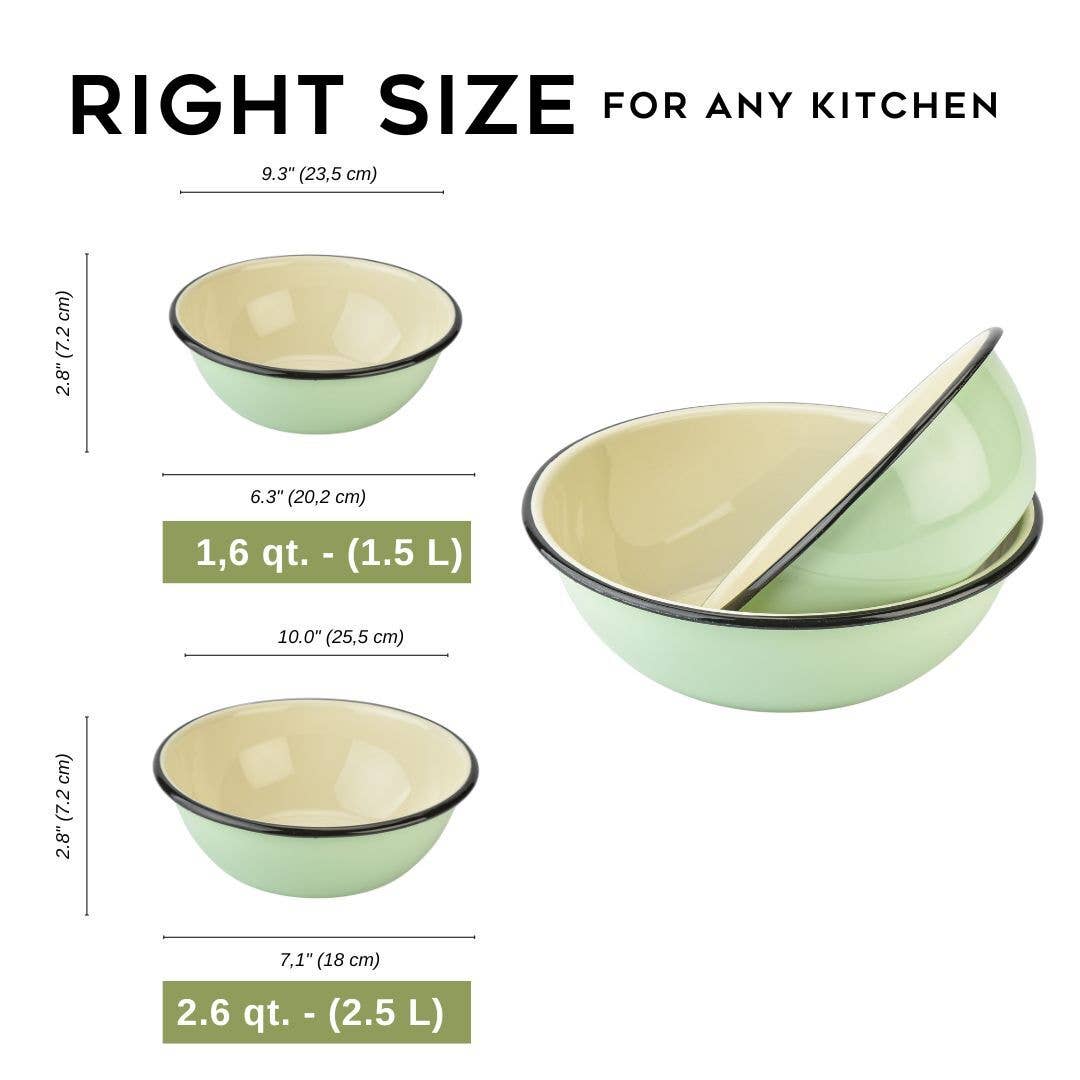STP - Wholesale Bowl - Mint Сoolness Enamel Steel Bowl Set of 2 (1.6-qt + 2.7-qt)2