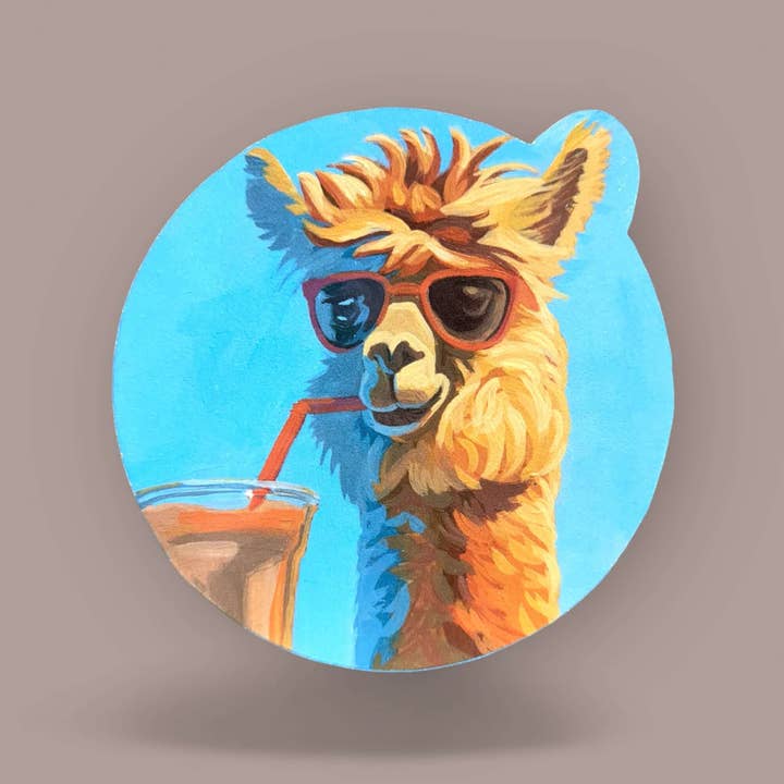 RETRO art print, alpaca, 21x19 cm for wholesale by ZOOZANY handpainted