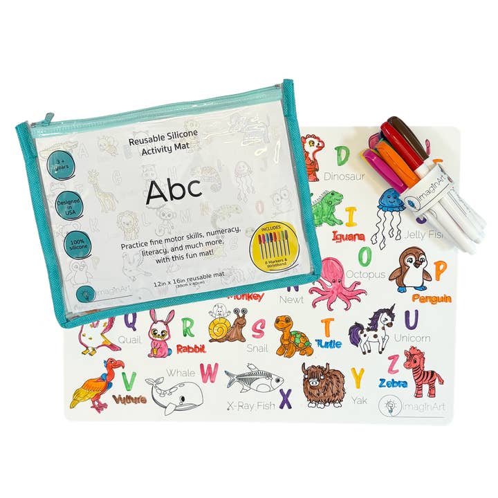 Abc Sensory Large Reusable Coloring Mat – Kit for wholesale by ImaginART Mats (Reusable Silicone Coloring Mats)