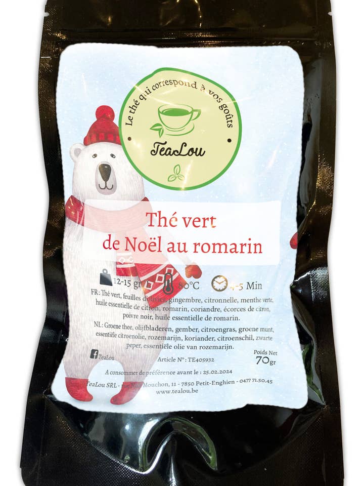 Rosemary Christmas green tea - 70g bag for wholesale by Tealou