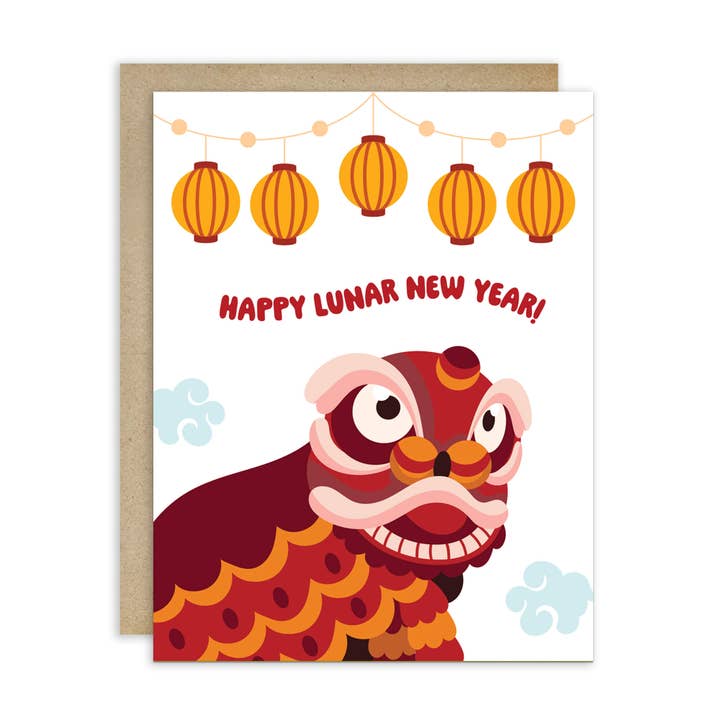 Red Lion Dance & Lantern Garland | Chinese New Year Card and other Purchase Wholesale gold paper lanterns. Free Returns & Net 60 Terms on Faire trending on Faire.