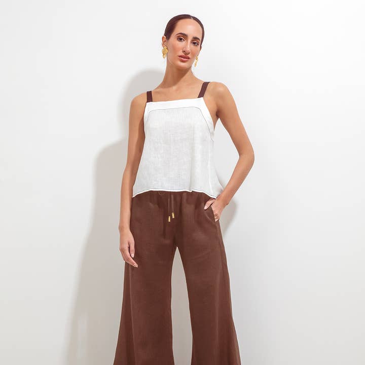 Ara Pant Chocolat Lin pour la vente par Maria la Paz