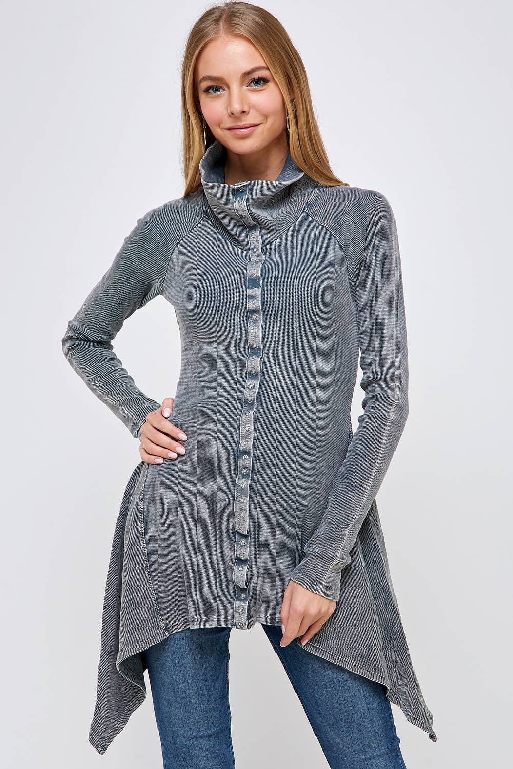 Urban X Apparel – Blusão - Mulher por atacado – Jaqueta térmica de botão lavado Urban X L/S com gola39