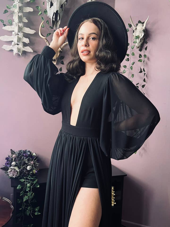 Witchwood Bags - Wholesale Dress - Women's - Minerva - Dramatic Mesh Maxi Dress with Built In Shorts RTS5