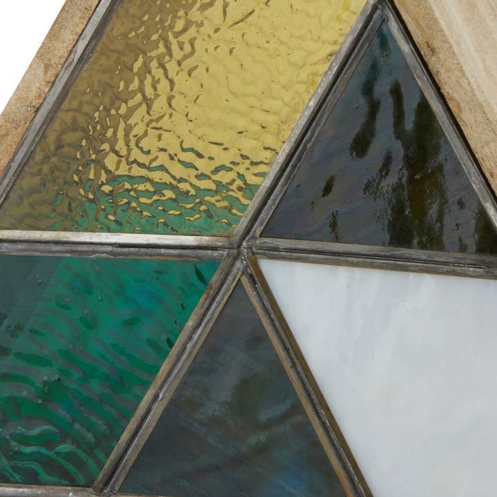 River of Goods - Wholesale Accent/Desk Lamp - 11"H Stained Glass Triangle Shade Wood Base Accent Lamp16