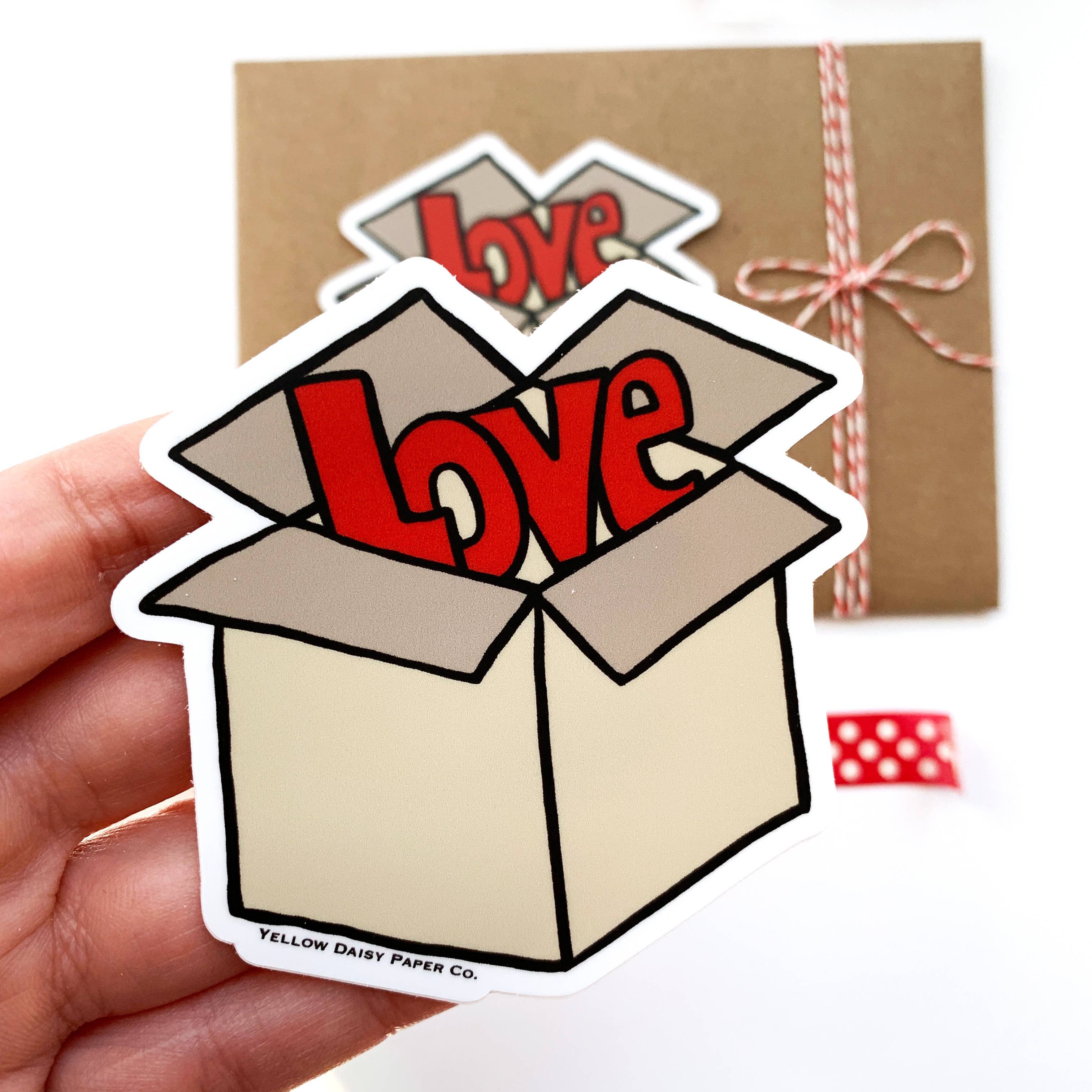 Yellow Daisy Paper Co. - Wholesale Sticker - Box of Love Sticker, Valentine Vinyl Sticker1