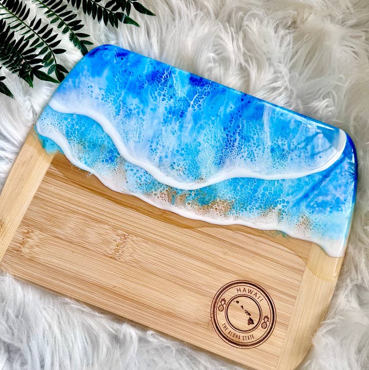 TBM Creations LLC - Wholesale Cheese Board - HAWAI'I Ocean Charcuterie board Maui made | Serving board0