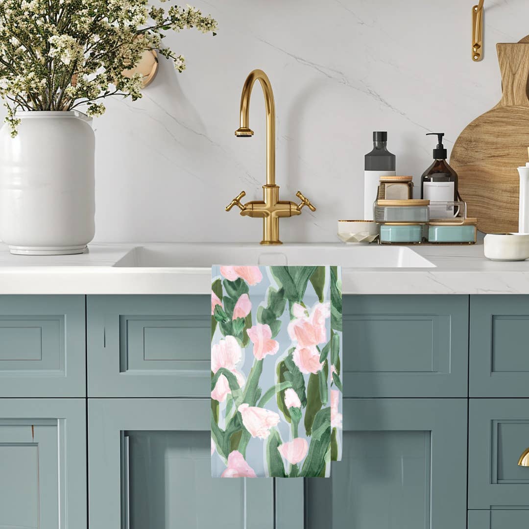 Paper Baristas - Wholesale Tea Towel - Tulips in Bloom | Recycled Microfiber Waffle Tea Towel