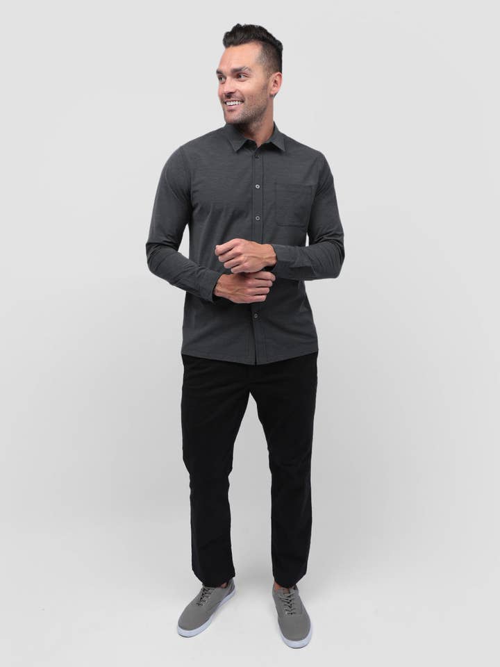 INTO THE AM - Vente Chemise à col boutonné – homme - Chemise boutonnée à manches longues pour hommes5