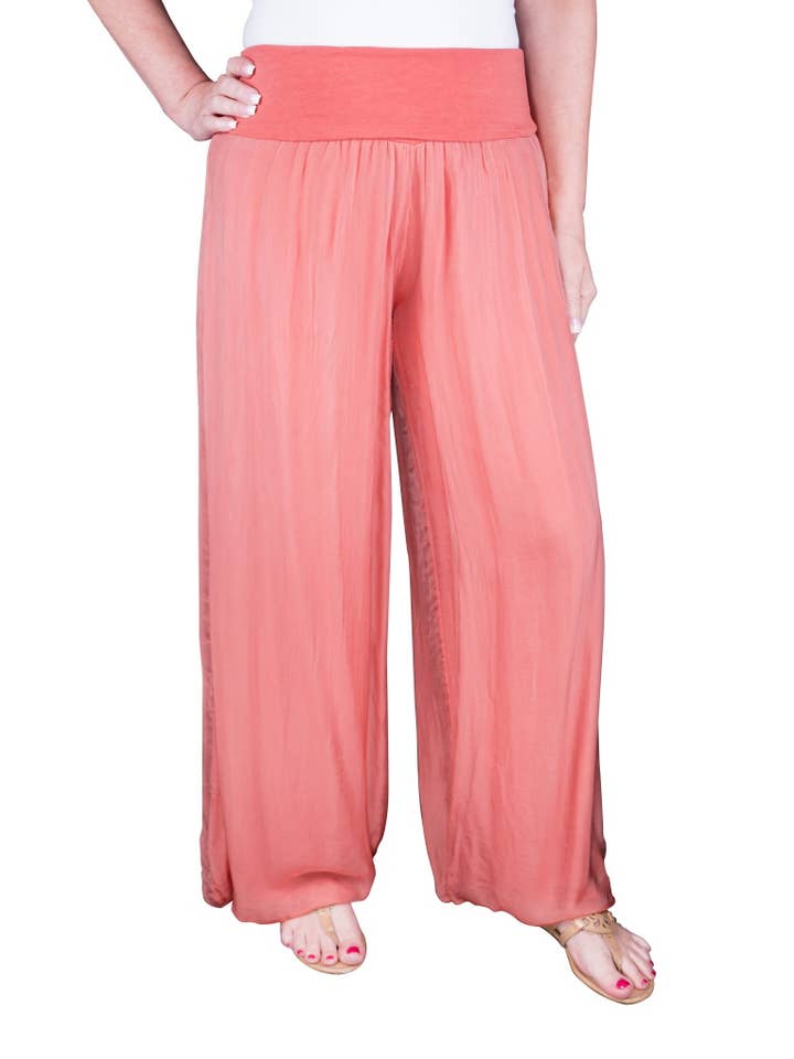 TINA Stephens Italy/Tees By Tina - Venta al por mayor Pantalones - Mujer - Pantalón Mercedes de seda con cintura plegable (PL203)36