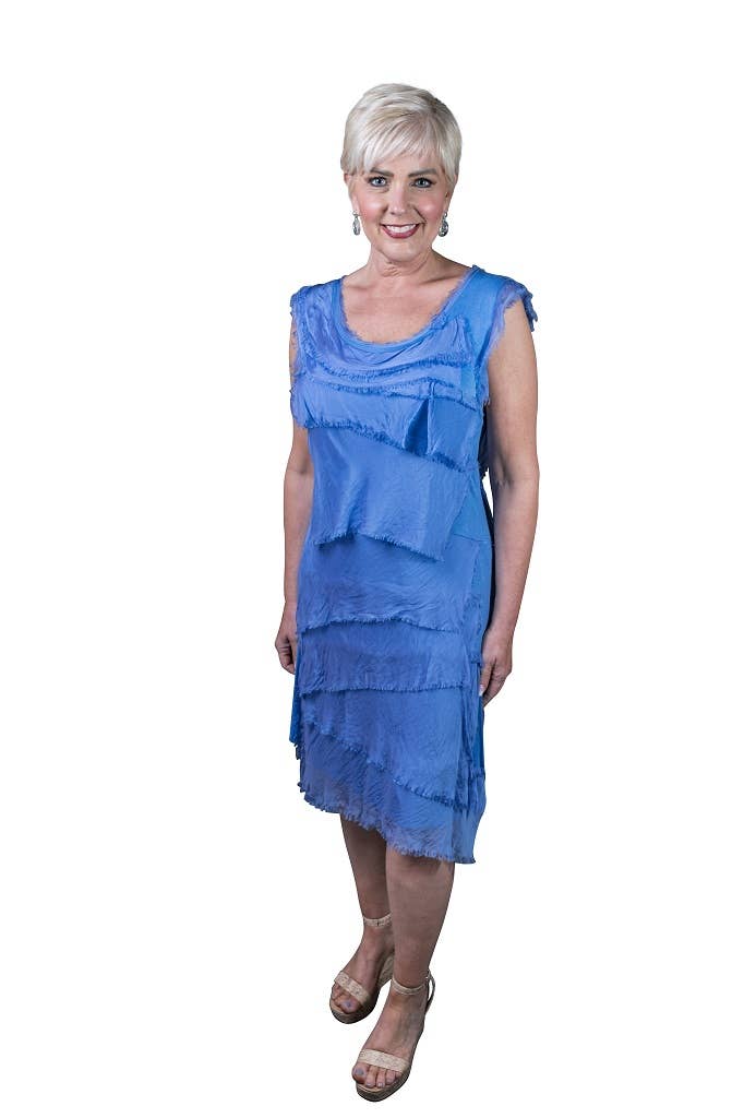 TINA Stephens Italy/Tees By Tina - Wholesale Dress - Women's - Mariana Silk Ruffle Dress (DT202)5