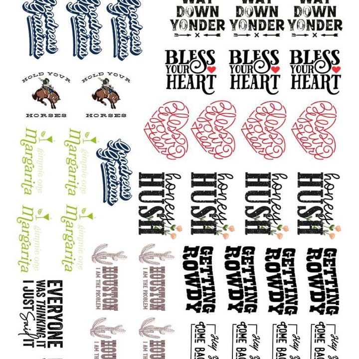 Wholesale Accessory Market - Wholesale Sublimation Transfer - 22 x 36 Funny Sayings Pre-Made Hat Gang Sheet