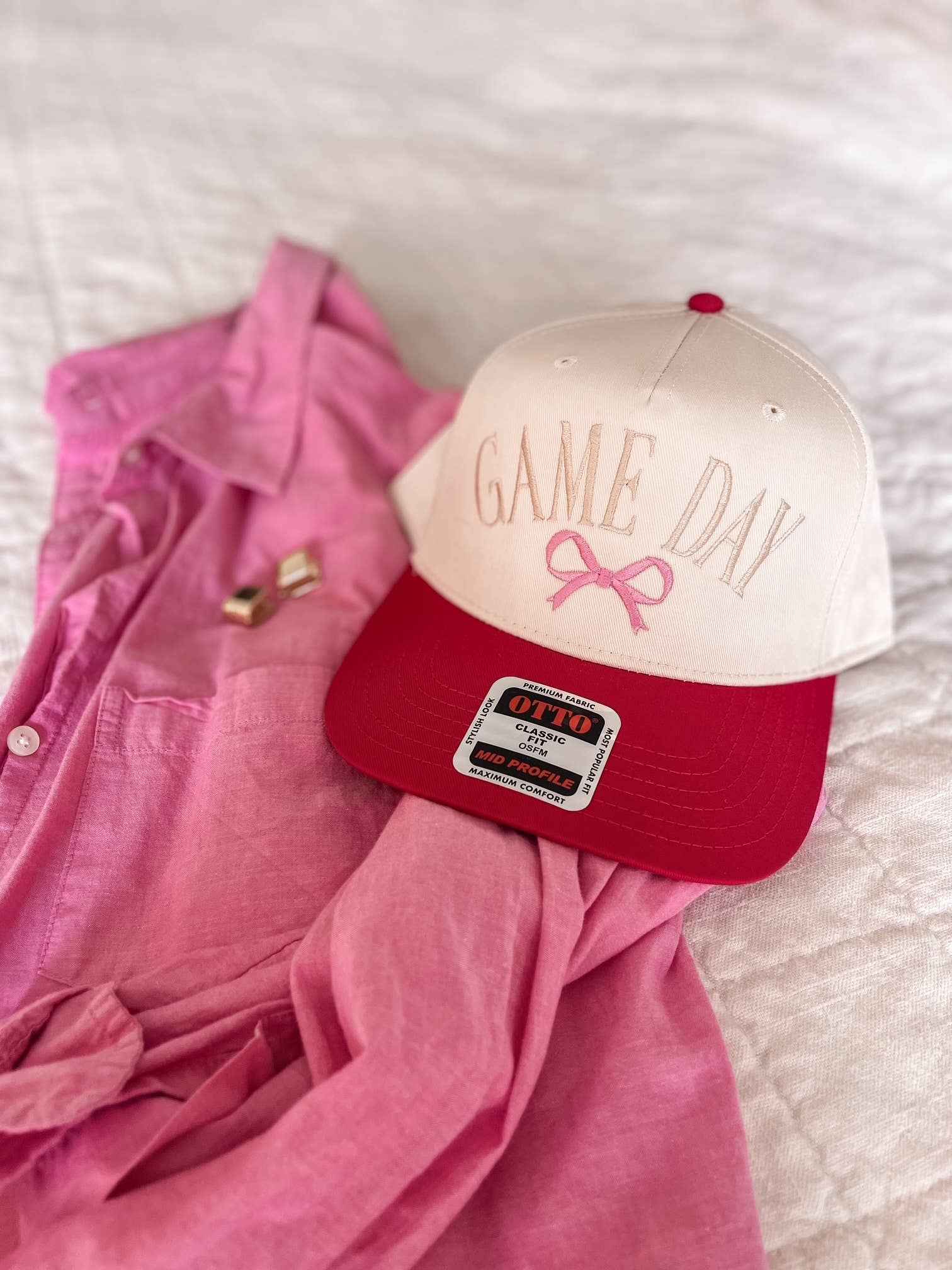 Ginger And Thread - Wholesale Trucker Hat - Women's - Game Day Embroidered Trucker Hat Bow Football Team Spirt Cap1