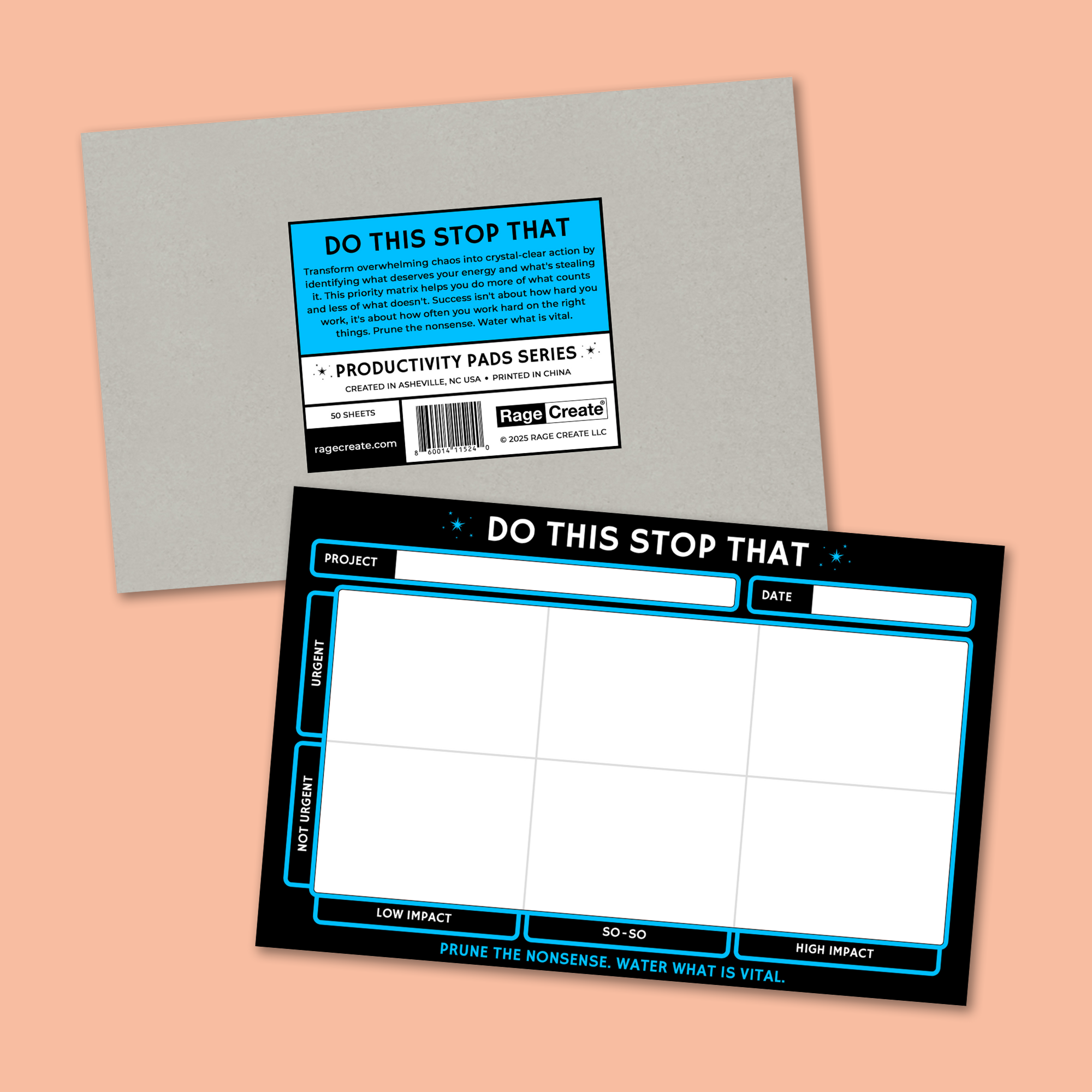 Rage Create - Wholesale Notepad - Do This Stop That | Priority Matrix Notepad2