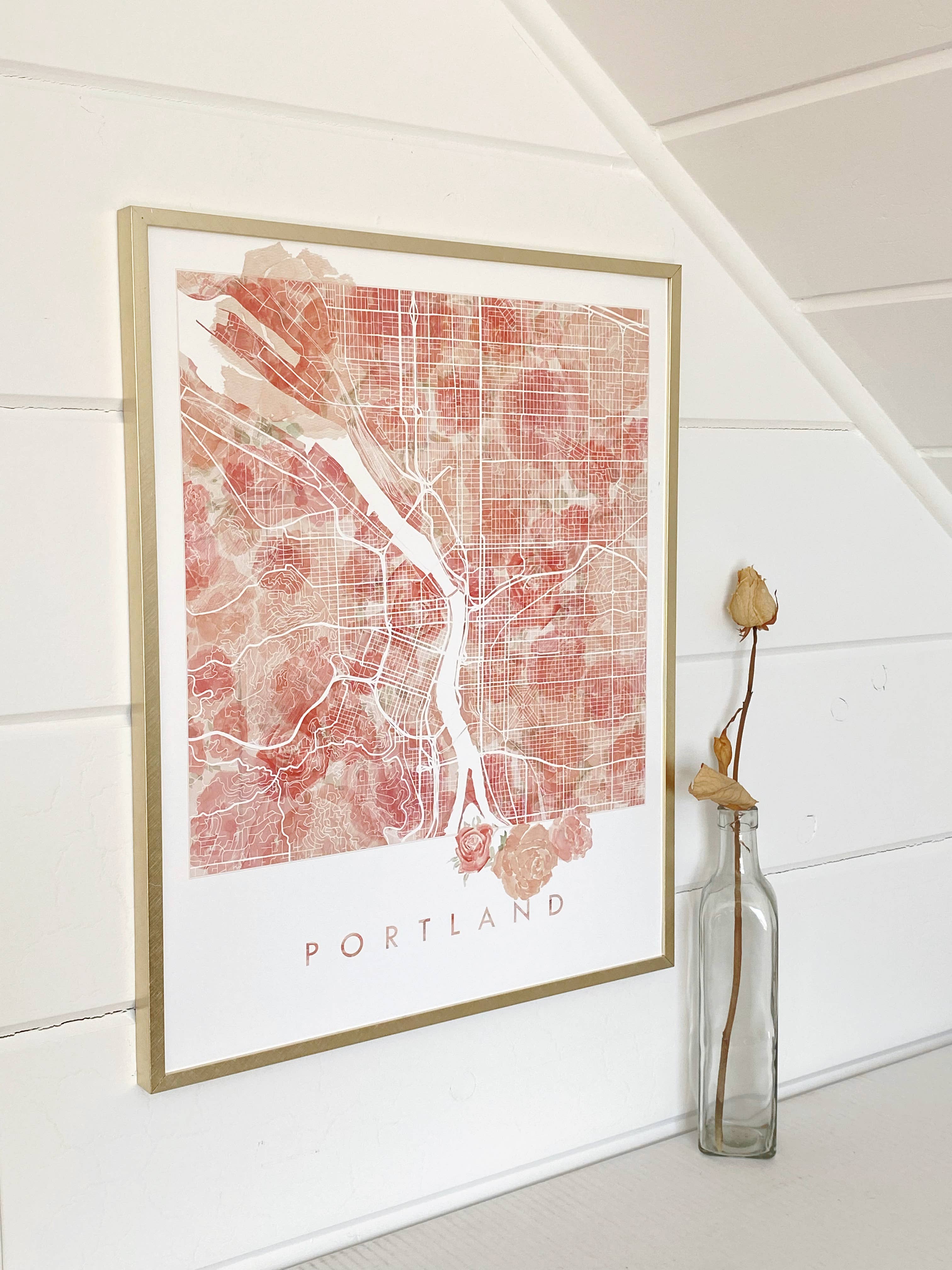 Turn-of-the-Centuries – wholesale Konsttryck – Portland Oregon Roses Botanisk karta SKRIV UT4