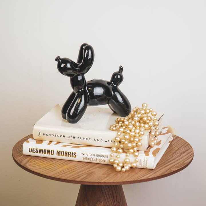 Housevitamin bv - Venta al por mayor Tarro de monedas/hucha de cerdito - Adorno - Hucha Globo Perro - Cerámica - Negro - 17x7x17cm