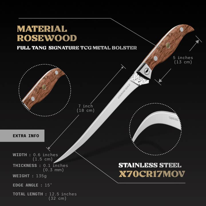 The Cooking Guild - Wholesale Keukenmes - Grizzly fileermes van 7 „1