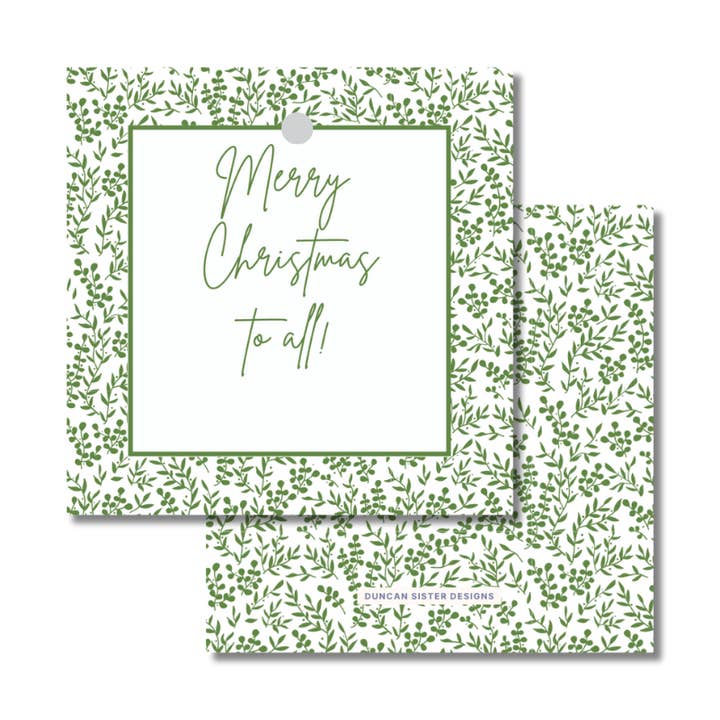 Grønne Vin Julegaveetiketter – Sæt med 8, Fremstillet i USA for engroshandel hos Duncan Sister Designs