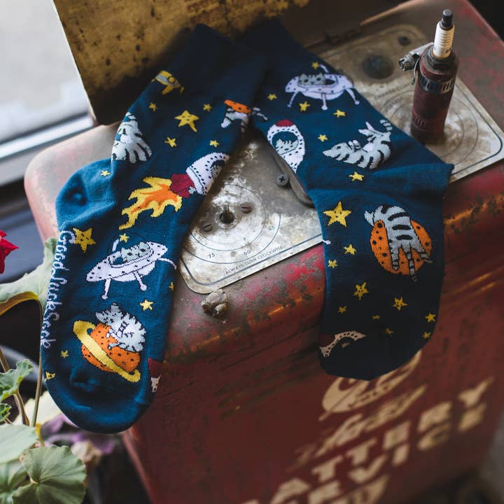 Good Luck Sock - Wholesale Socks - Men's - Men's Space Cat Socks