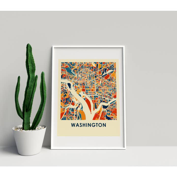 8" x 10" Prussian Washington Map Print - Chroma Style for wholesale by ILIKEMAPS