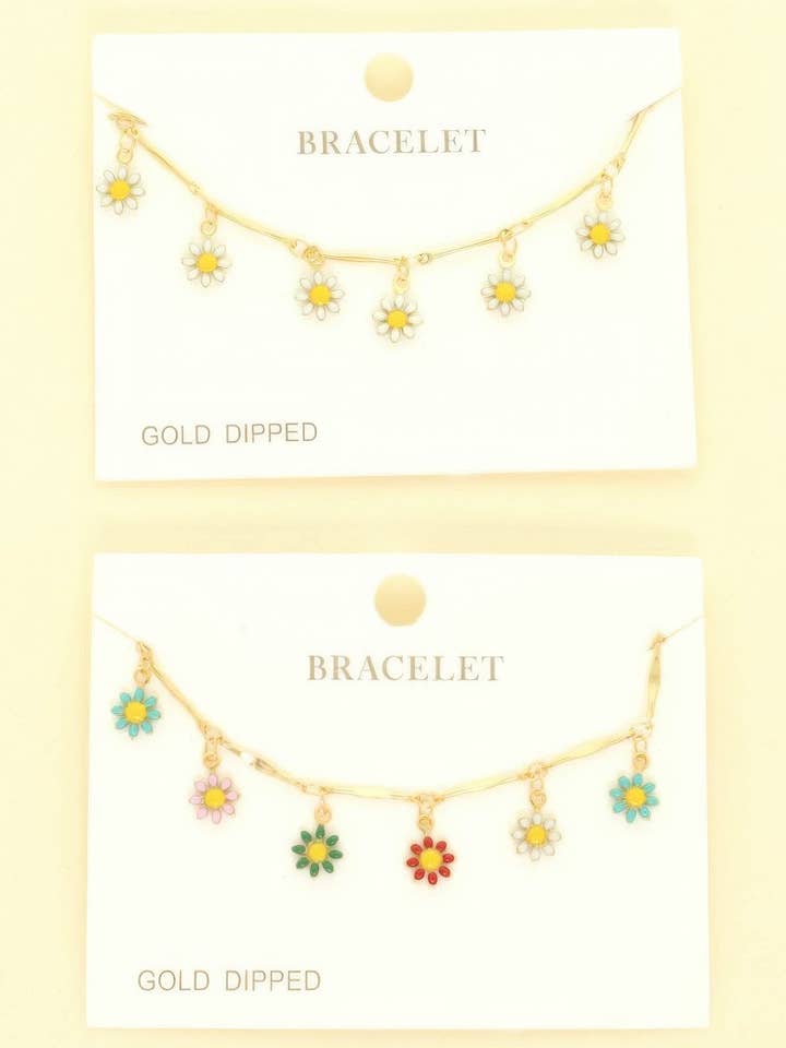 Pulseira com Pendentes Florais Dourados por atacado de CC Wholesale Clothing