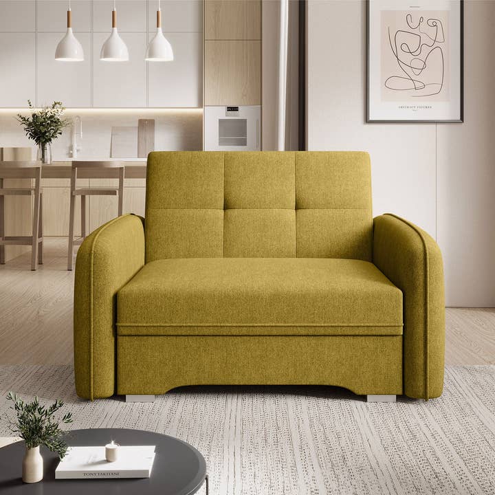 Laine Condo Style 1 Seater Storage Sleeper Sofa - Mustard for wholesale by ReForm Creative Home
