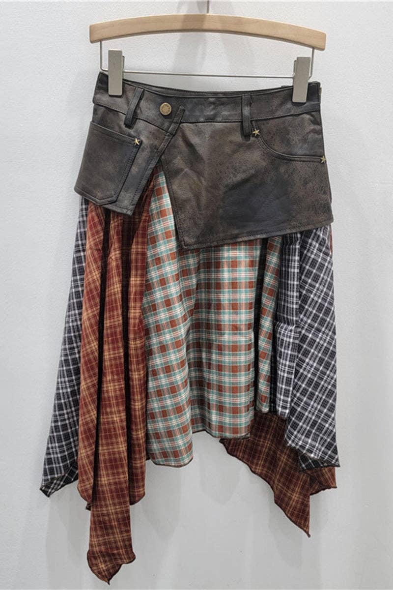 Mccolin – Großhandel Rock – Damen – Asymmetrischer Patchwork-Midirock4