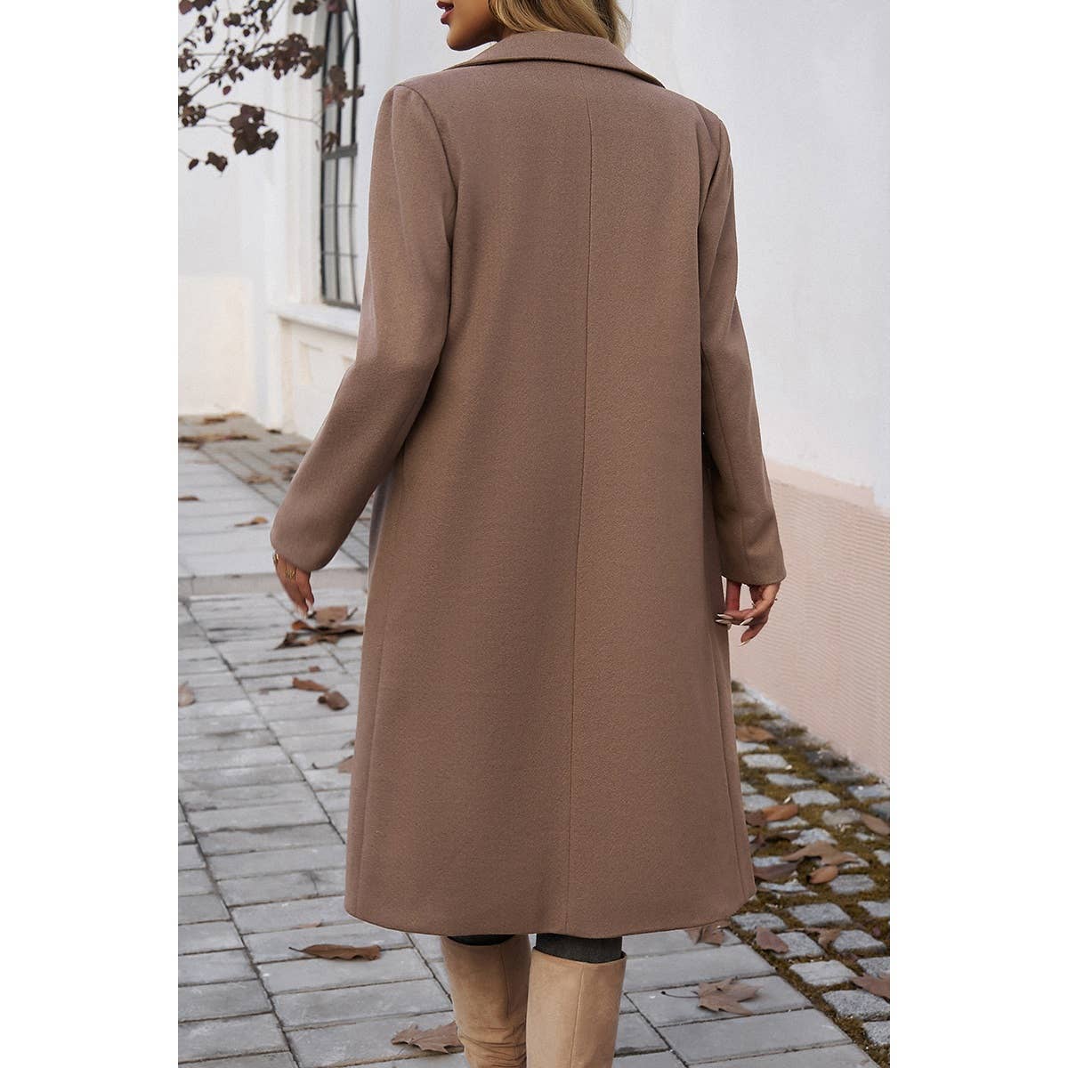 Supreme Fashion - Wholesale Coat - Women's - Double Breasted Pocket Lapel Neck Long Jacket Coat2