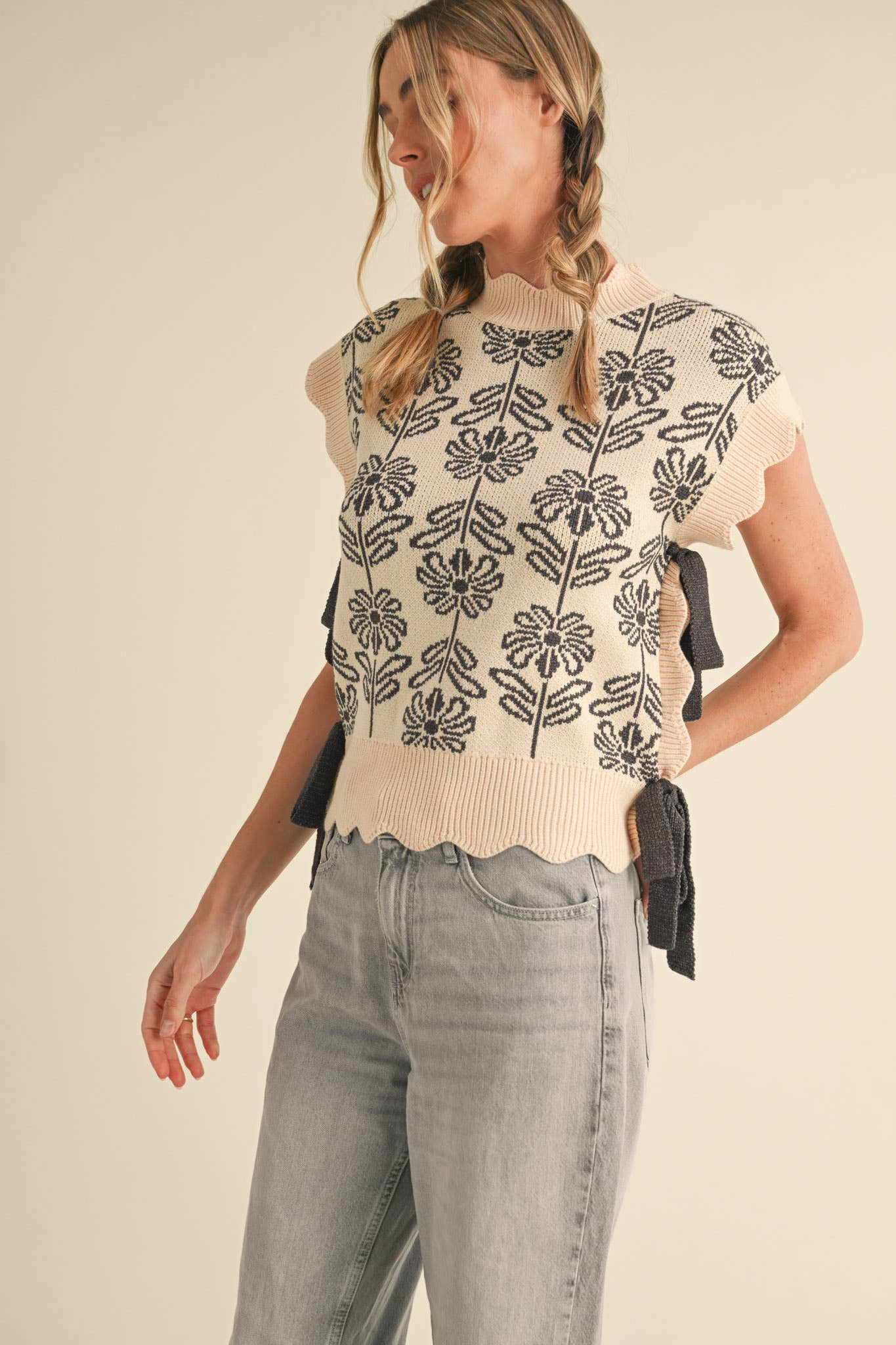 &MERCI – wholesale Tröjväst – Dam – MOCKNECK BLOMMIG TRÖJVÄST MSW10743105