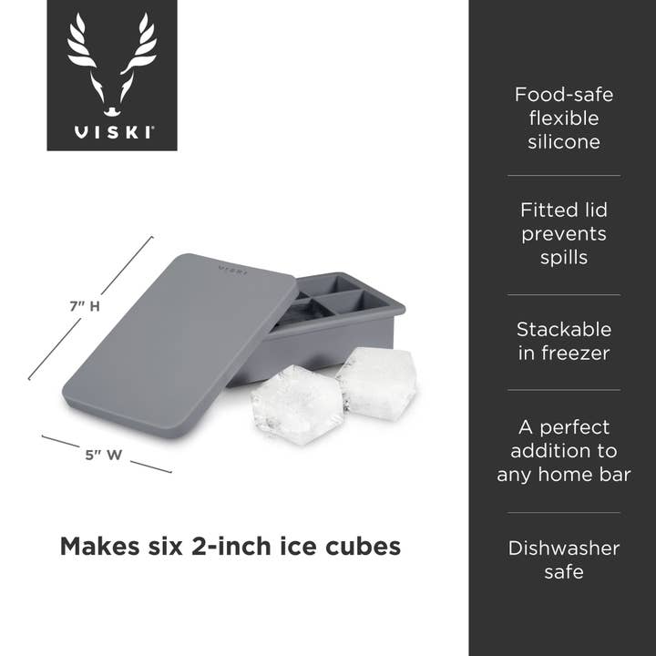 Viski - Wholesale Ice Tray/Mold - Glacierâ„¢ 2" Whiskey Ice Cube Tray w/ Lid