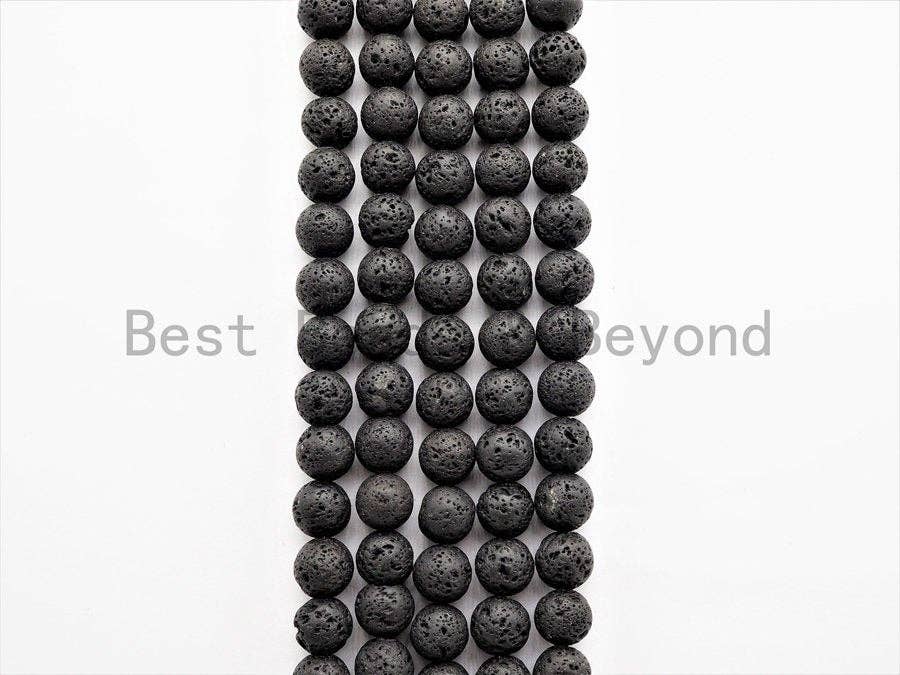 BestBeads&Beyond - Vendita all'ingrosso Perline - Perline rotonde in lava nera all'ingrosso, 4mm/6mm/8mm/10mm/12mm/14mm1